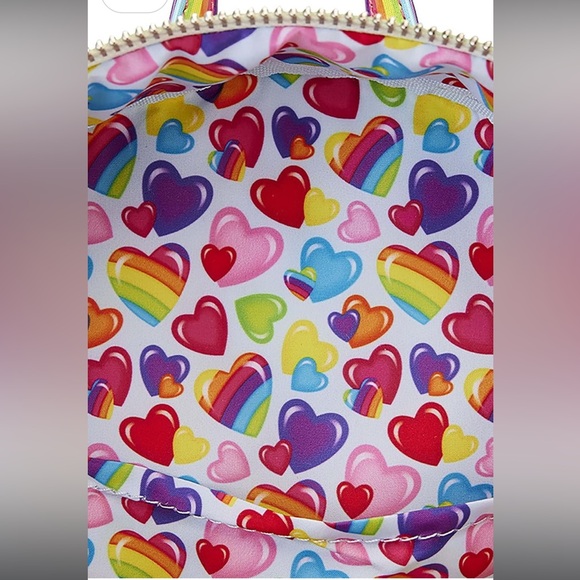 NWT Loungefly Lisa Frank Rainbow Heart Double Strap Shoulder Bag with Waist Bag - Picture 7 of 7